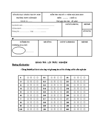 Đề kiểm tra Học kì 2 môn Toán Lớp 12 - Phần: Tự luận - Năm học 2018-2019 - Trường THPT Việt Nhật