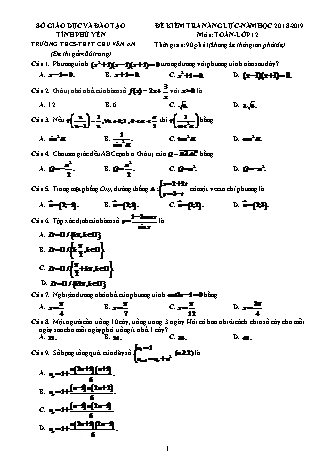 Đề kiểm tra năng lực môn Toán Lớp 12 - Năm học 2018-2019 - Trường THPT Chu Văn An (Có lời giải)