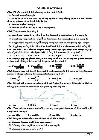Đề kiểm tra Vật lí Lớp 11 - Chương 1: Điện tích. Điện trường (Có lời giải)