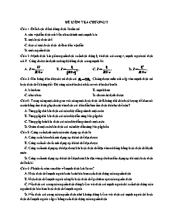 Đề kiểm tra Vật lí Lớp 11 - Chương 2: Dòng điện không đổi (Có lời giải)