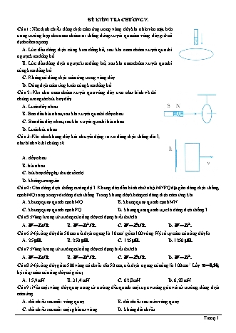 Đề kiểm tra Vật lí Lớp 11 - Chương 5: Cảm ứng điện từ (Có lời giải)