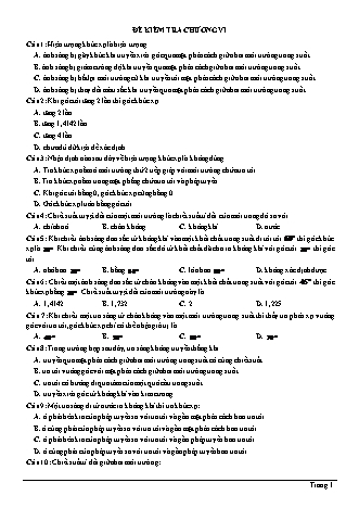 Đề kiểm tra Vật lí Lớp 11 - Chương 6: Khúc xạ ánh sáng (Có lời giải)