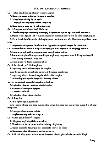 Đề kiểm tra Vật lí Lớp 12 - Chương 2: Sóng cơ (Có lời giải)