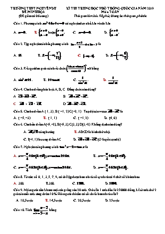 Đề minh họa kì thi THPT Quốc gia - Năm học 2018-2019 - Trường THPT Nguyễn Du (Có lời giải)