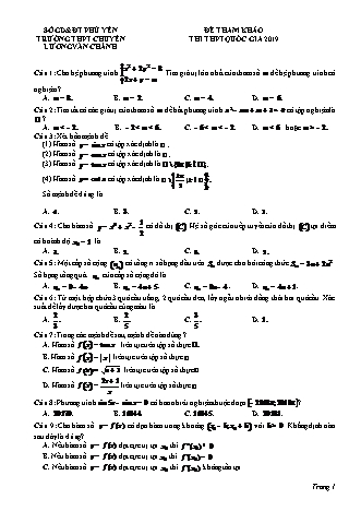 Đề tham khảo kì thi THPT Quốc gia - Năm học 2019 - Trường THPT chuyên Lương Văn Chánh (Có lời giải)