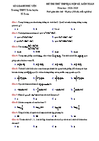 Đề thi thử THPT Quốc gia môn Toán - Năm học 2018-2019 - Trường THPT Trần Suyền (Có lời giải)