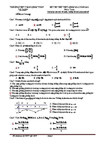 Đề thi thử THPT Quốc gia môn Toán - Năm học 2019 - Trường THPT Trần Quốc Tuấn (Có đáp án)