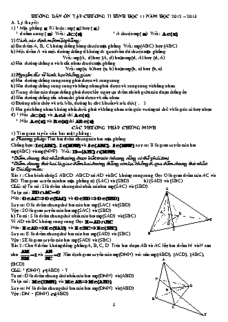 Hướng dẫn ôn tập Hình học Lớp 11 - Chương 2 - Năm học 2012-2013