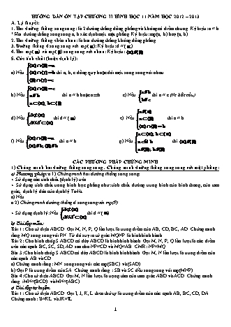 Hướng dẫn ôn tập Hình học Lớp 11 - Chương 2 (Phần 2) - Năm học 2012-2013