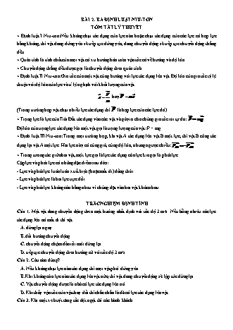 Luyện thi Vật lí Lớp 10 - Chương 2: Động lực học chất điểm - Bài 2: Ba định luật Niu-tơn - Chu Văn Biên