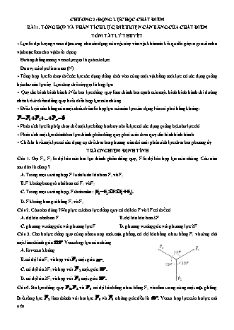 Luyện thi Vật lí Lớp 10 - Chương 2: Động lực học chất điểm - Bài 1: Tổng hợp và phân tích lực, điều kiện cân bằng của chất điểm - Chu Văn Biên