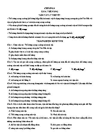 Luyện thi Vật lí Lớp 10 - Chương 4: Các định luật bảo toàn - Bài 4: Thế năng - Chu Văn Biên