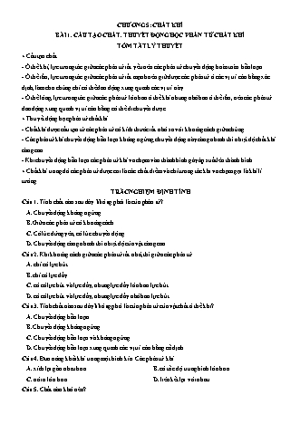 Luyện thi Vật lí Lớp 10 - Chương 5: Chất khí - Bài 1: Cấu tạo chất. Thuyết động học phân tử chất khí - Chu Văn Biên