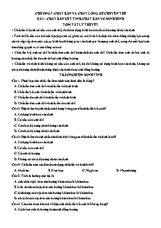 Luyện thi Vật lí Lớp 10 - Chương 7: Chất rắn và chất lỏng. Sự chuyển thể - Bài 1: Chất rắn kết tinh. Chất rắn vô định hình - Chu Văn Biên