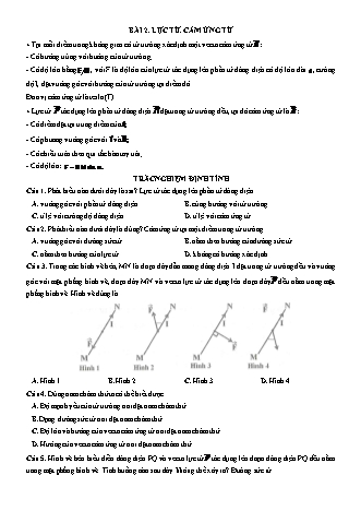 Luyện thi Vật lí Lớp 11 - Chương 4: Từ trường - Bài 2: Lực từ. Cảm ứng từ - Chu Văn Biên