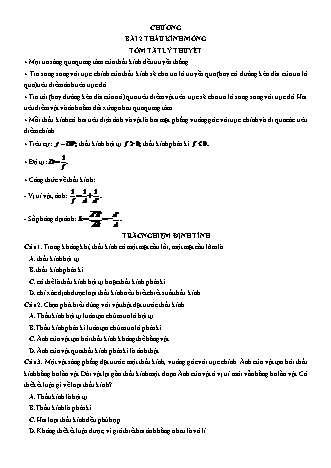 Luyện thi Vật lí Lớp 11 - Chương 7: Mắt. Các dụng cụ quang học - Bài 2: Thấu kính mỏng - Chu Văn Biên