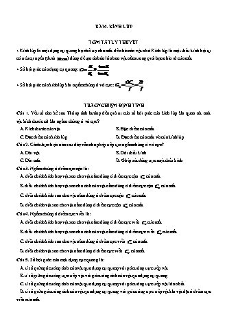 Luyện thi Vật lí Lớp 11 - Chương 7: Mắt. Các dụng cụ quang học - Bài 4: Kính lúp - Chu Văn Biên