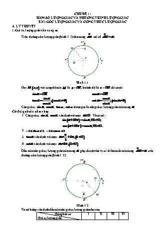 Lý thuyết và Bài tập trắc nghiệm Giải tích Lớp 11 - Chủ đề 1: Hàm số lượng giác và phương trình lượng giác (Có lời giải)