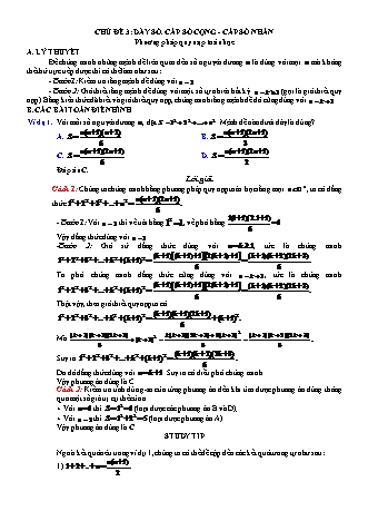 Lý thuyết và Bài tập trắc nghiệm Giải tích Lớp 11 - Chủ đề 3: Dãy số. Cấp số cộng. Cấp số nhân (Có lời giải)