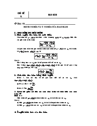 Lý thuyết và Bài tập trắc nghiệm Giải tích Lớp 11 - Chủ đề 5: Đạo hàm (Có hướng dẫn)