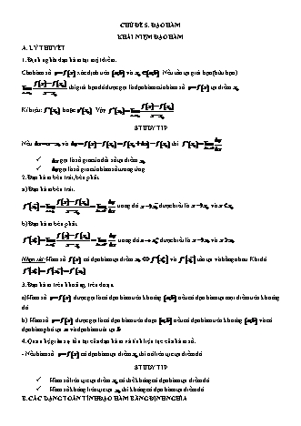 Lý thuyết và Bài tập trắc nghiệm Giải tích Lớp 11 - Chủ đề 5: Đạo hàm (Có lời giải)