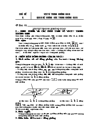 Lý thuyết và Bài tập trắc nghiệm Hình học Lớp 11 - Chủ đề 8: Vectơ trong không gian. Quan hệ vuông góc trong không gian (Có hướng dẫn)