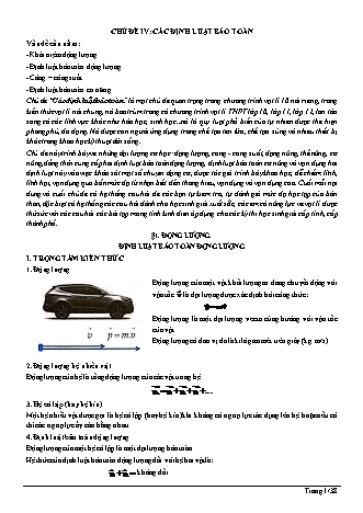 Lý thuyết và Bài tập Vật lí Lớp 10 - Chủ đề 4: Các định luật bảo toàn - Bài 1: Động lượng. Định luật bảo toàn động lượng