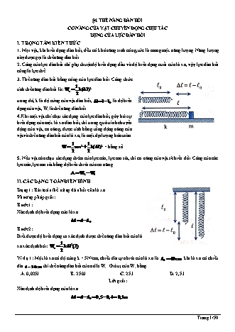 Lý thuyết và Bài tập Vật lí Lớp 10 - Chủ đề 4: Các định luật bảo toàn - Bài 4: Thế năng đàn hổi cơ năng của vật chuyển động chịu tác dụng của lực đàn hồi