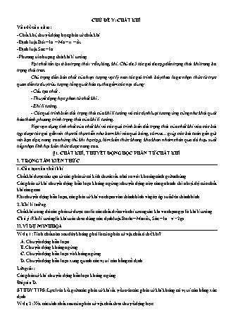 Lý thuyết và Bài tập Vật lí Lớp 10 - Chủ đề 5: Chất khí - Bài 1: Chất khí, thuyết động học phân tử chất khí