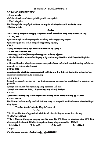 Lý thuyết và Bài tập Vật lí Lớp 10 - Chủ đề 7: Chất rắn và chất lỏng. Sự chuyển thể - Bài 5: Sự chuyển thể của các chất