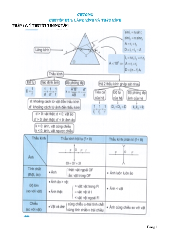 Lý thuyết và Bài tập Vật lí Lớp 11 - Chủ đề 6: Quang hình học - Chuyên đề 2: Lăng kính và thấu kính