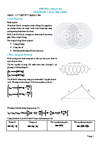 Lý thuyết và Bài tập Vật lí Lớp 12 - Chủ đề 2: Sóng cơ học - Chuyên đề 2: Giao thoa sóng
