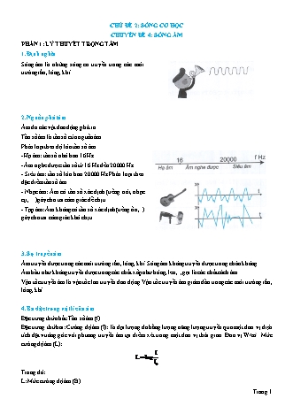 Lý thuyết và Bài tập Vật lí Lớp 12 - Chủ đề 2: Sóng cơ học - Chuyên đề 4: Sóng âm