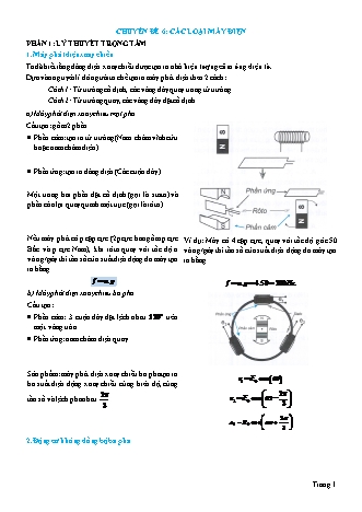Lý thuyết và Bài tập Vật lí Lớp 12 - Chủ đề 3: Dòng điện xoay chiều - Chuyên đề 6: Các loại máy điện