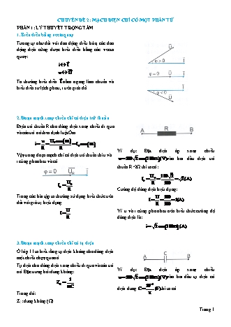 Lý thuyết và Bài tập Vật lí Lớp 12 - Chủ đề 3: Dòng điện xoay chiều - Chuyên đề 2: Mạch điện chỉ có một phần tử