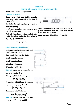 Lý thuyết và Bài tập Vật lí Lớp 12 - Chủ đề 3: Dòng điện xoay chiều - Chuyên đề 3: Mạch có R, L, C mắc nối tiếp
