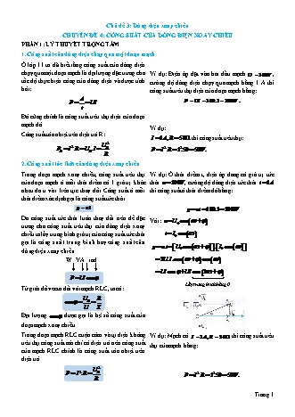 Lý thuyết và Bài tập Vật lí Lớp 12 - Chủ đề 3: Dòng điện xoay chiều - Chuyên đề 4: Công suất của dòng điện xoay chiều