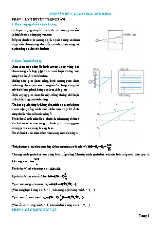 Lý thuyết và Bài tập Vật lí Lớp 12 - Chủ đề 5: Sóng ánh sáng - Chuyên đề 2: Giao thoa ánh sáng