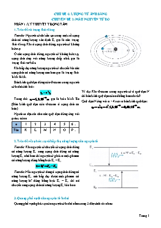 Lý thuyết và Bài tập Vật lí Lớp 12 - Chủ đề 6: Lượng tử ánh sáng - Chuyên đề 2: Mẫu nguyên tử Bo