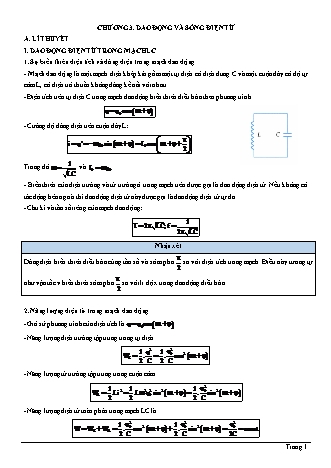 Lý thuyết và Bài tập Vật lí Lớp 12 - Chương 3: Dao động và sóng điện từ (Có lời giải)