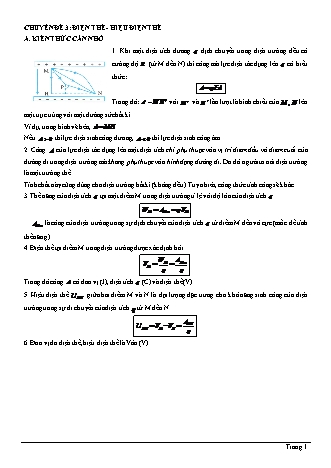 Lý thuyết Vật lí Lớp 11 - Chương 1: Điện tích. Điện trường - Chủ đề 3: Điện thế. Hiệu điện thế