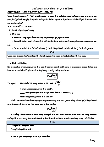 Lý thuyết Vật lí Lớp 11 - Chương 1: Điện tích. Điện trường - Chuyên đề 1: Lực tương tác tĩnh điện