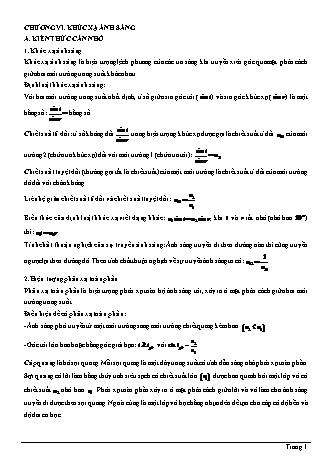 Lý thuyết Vật lí Lớp 11 - Chương 6: Khúc xạ ánh sáng