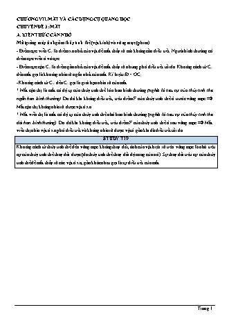 Lý thuyết Vật lí Lớp 11 - Chương 7: Mắt và các dụng cụ quang học - Chuyên đề 3: Mắt