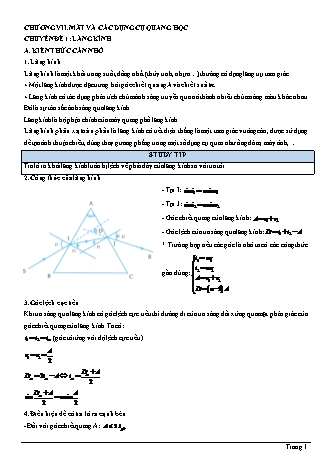 Lý thuyết Vật lí Lớp 11 - Chương 7: Mắt và các dụng cụ quang học - Chuyên đề 1: Lăng kính