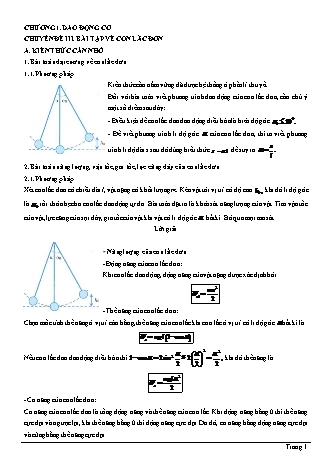 Lý thuyết Vật lí Lớp 12 - Chương 1: Dao động cơ - Chuyên đề: Con lắc đơn