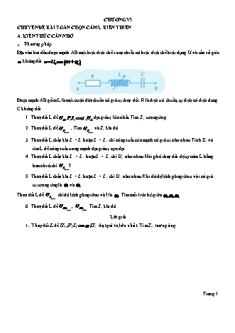 Lý thuyết Vật lí Lớp 12 - Chương 4: Dòng điện xoay chiều - Dạng 6: Bài toán cuộn cảm L biến thiên