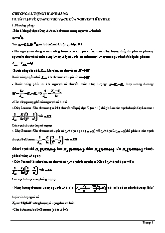 Lý thuyết Vật lí Lớp 12 - Chương 6: Lượng tử ánh sáng - Dạng 3: Bài tập về quang phổ vạch của nguyên tử Hiđro