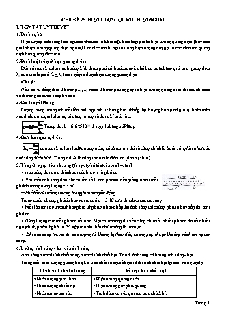 Phương pháp học nhanh Vật lí Lớp 12 - Tập 2 - Chuyên đề 4: Lượng tử ánh sáng - Chủ đề 25: Hiện tượng quang điện ngoài - Phạm Hồng Vương