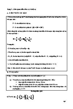 Tài liệu bồi dưỡng học sinh giỏi Vật lí Lớp 11 - Tập 2 - Phần 6: Quang học - Chuyên đề 3: Thấu kính - Dạng 2: Liên quan đến tiêu cự và độ tụ - Chu Văn Biên